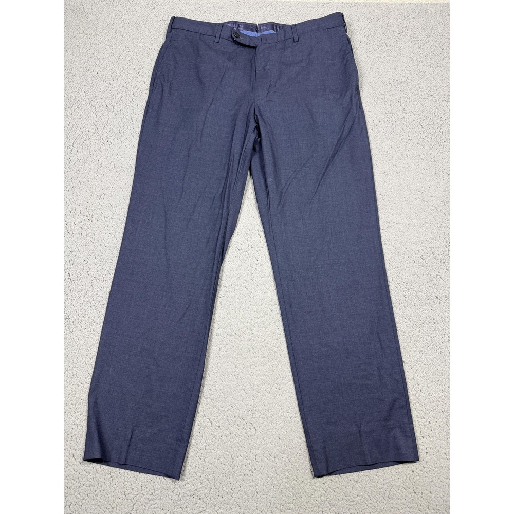 Incotex 1951 Pants Mens 38x30 Blue Super 130s Wool Dress Flat Front Trousers